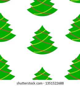 Seamless pattern of new yaer trees with decor. Christmas concept for winter holidays. Flat design. winter background.vector. Backdrop, print for clothes,package product, fabric, textile website card