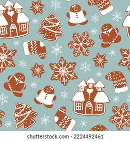 seamless pattern new year background with christmas gingerbread