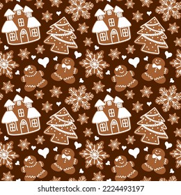 seamless pattern new year background with christmas gingerbread