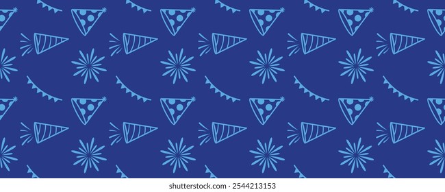 Padrão contínuo ano novo fundo azul