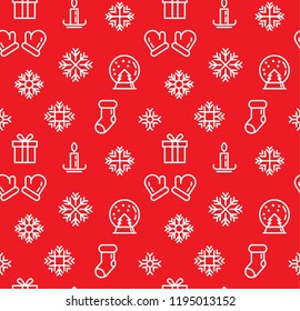 Seamless pattern with new year celebration Icons and christmas symbols.