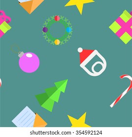 Seamless pattern with new year celebration Icons and christmas symbols
