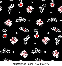 seamless pattern for new year and christmas, doodle style,  Design for textile, fabric, wallpapers, package, vector texture