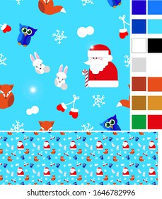 seamless pattern new year Christmas winter set flat design