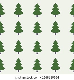Seamless pattern for new year and Christmas. Spruce on a green background. Background for wrapping paper. Printing on fabric and clothing.