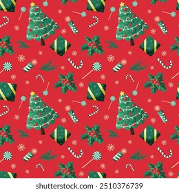 Seamless pattern with New Year and Christmas accessories. A design element for backgrounds, desktop wallpapers and the Internet. Vector illustration