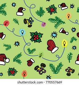 Seamless pattern for the new year and christmas. Hand drawn vector illustration.