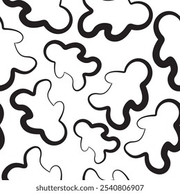 seamless pattern of New Year gingerbread icons drawn in line art style
