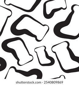 seamless pattern of New Year icons of Santa Claus socks drawn in line art style, for Christmas packaging, textiles or cards