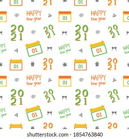 seamless pattern new year january 2021