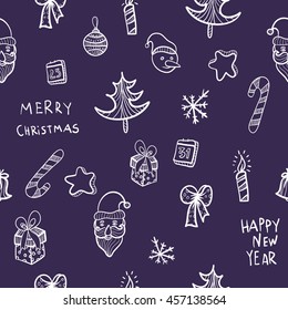 seamless  pattern New Year & Merry Christmas 2017. set icon Background