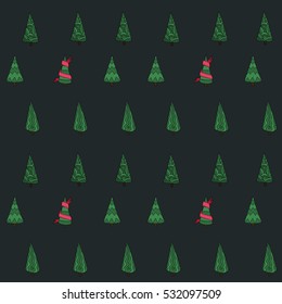 Seamless pattern with new year trees. 