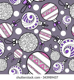 Seamless pattern with New Year's balls