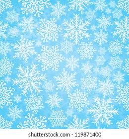 Seamless pattern with New Year's snowflakes. Vector illustration.