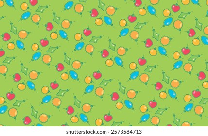 Seamless pattern with New Year's toys. New Year, Christmas, winter holiday, party. Template for poster, wrapping paper, background, illustration. EPS10