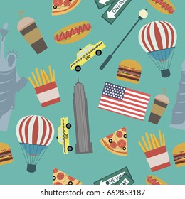 Seamless pattern with New York city landmarks. Vector illustration