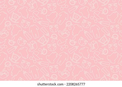 seamless pattern with newborn baby goods, baby shower- vector illustration