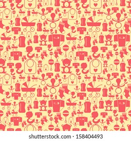 Seamless pattern with newborn baby icons.