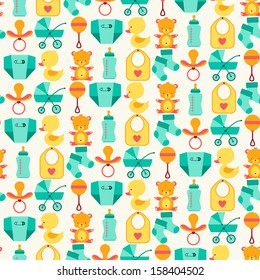 Seamless pattern with newborn baby icons.