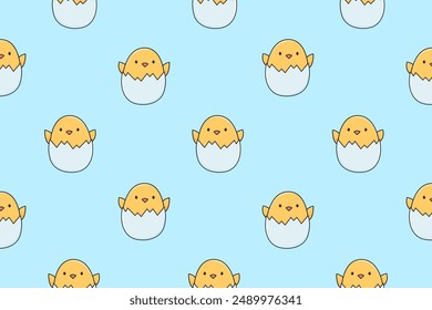 Seamless pattern. Newborn chick. Vector illustration.