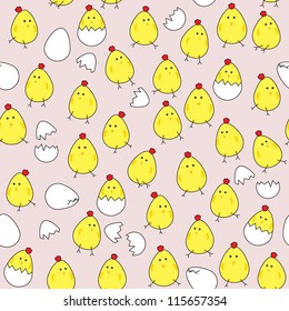 Seamless pattern with newborn chicken