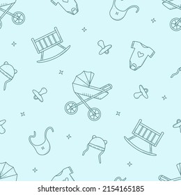 Seamless pattern of newborn icons. Vector illustration background wallpaper baby elements