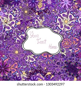 Seamless pattern Nice fabric pattern. Cute background. It can be used on wallpaper, wrapping boxes, mug prints, baby apparels etc. Vector design. Doodles pattern. Violet, purple and white on colors.