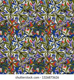 Seamless pattern Nice fabric pattern. Green, white and blue on colors. Cute background. It can be used on wallpaper, wrapping boxes, mug prints, baby apparels etc. Doodles pattern. Vector illustration