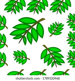 seamless pattern of nice forest plant leaves, vector illustration of bright and calm green plant leaves