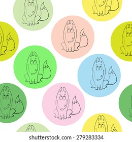 Seamless pattern with nice little foxes.