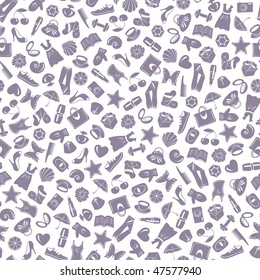 seamless pattern with nice woman's things and clothes, vector