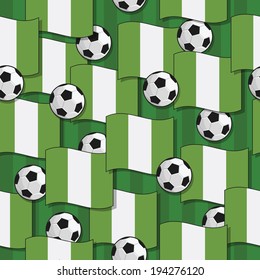 padrão perfeito com bandeiras da nigéria e bolas de futebol, formato eps 10 com transparências e traçado de recorte