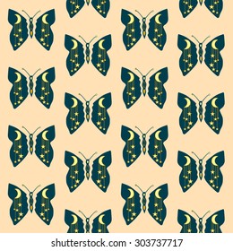 seamless  pattern  with night butterfly