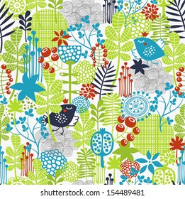 Seamless pattern with night nature. Vector texture. 