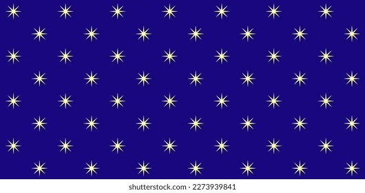 Patrón sin foco con cielo nocturno de estilo medieval. Estrellas doradas en un fondo azul oscuro