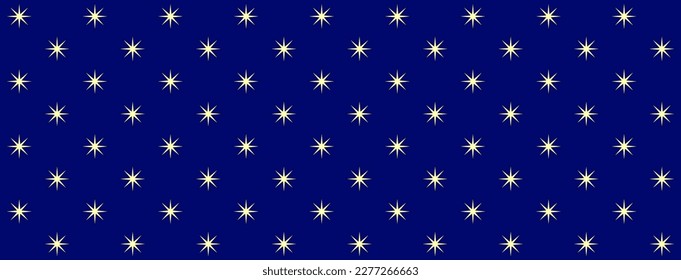 Seamless pattern with night sky in medieval style. Gold stars on a dark blue background
