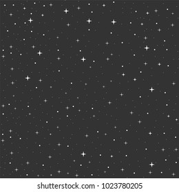 Seamless pattern with night sky and stars. Vector background.