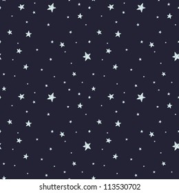 Seamless Pattern With Night Sky And Stars. Vector Background.