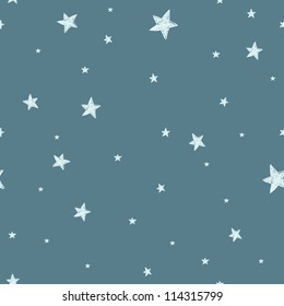 Seamless pattern with night sky and stars. Vector background.