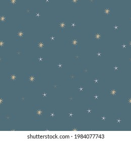Seamless pattern of night sky with stars.