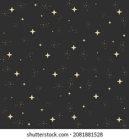 Seamless pattern with night sky and stars, Space seamless background