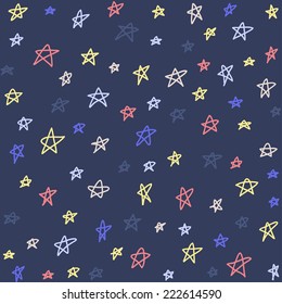 Seamless pattern with night sky and stars. Vector background. Can be used for wallpaper, pattern fills, web page background, surface textures.