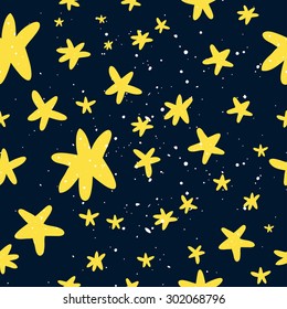 Seamless pattern with night sky and stars. Vector background.