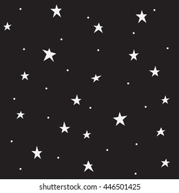 Seamless pattern with night sky and stars. Vector background.