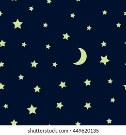 seamless pattern with night sky and stars, vector