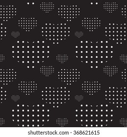 Seamless pattern with night violet hearts. Valentine background. Colorful vector illustration.