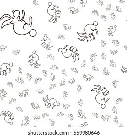 Seamless pattern of nightmarish crazy rabbits. Vector illustration background.