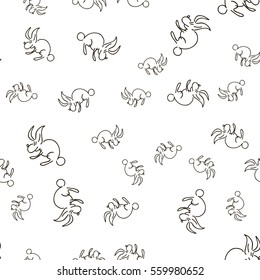 Seamless pattern of nightmarish crazy rabbits. Vector illustration background.