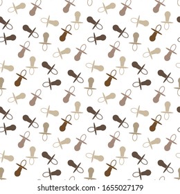 Seamless pattern of nipple, dummy for newborn. Pacifier for baby, vector illustration for print, web
