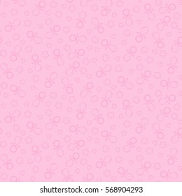 Seamless pattern with nipples, hearts and flowers. Vector illustration